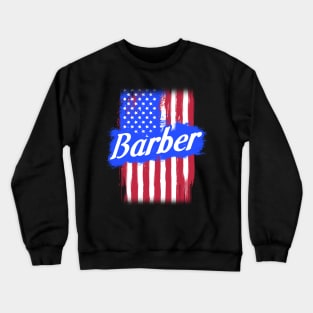 American Flag Barber Family Gift For Men Women, Surname Last Name Crewneck Sweatshirt